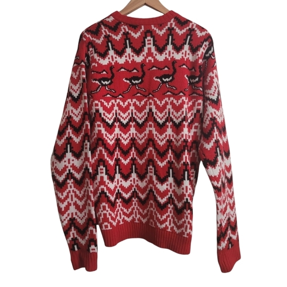 NWOT Women's Ugly Christmas Sweater Size Large Ostrich Santa W/ Fur Red - Picture 2 of 4